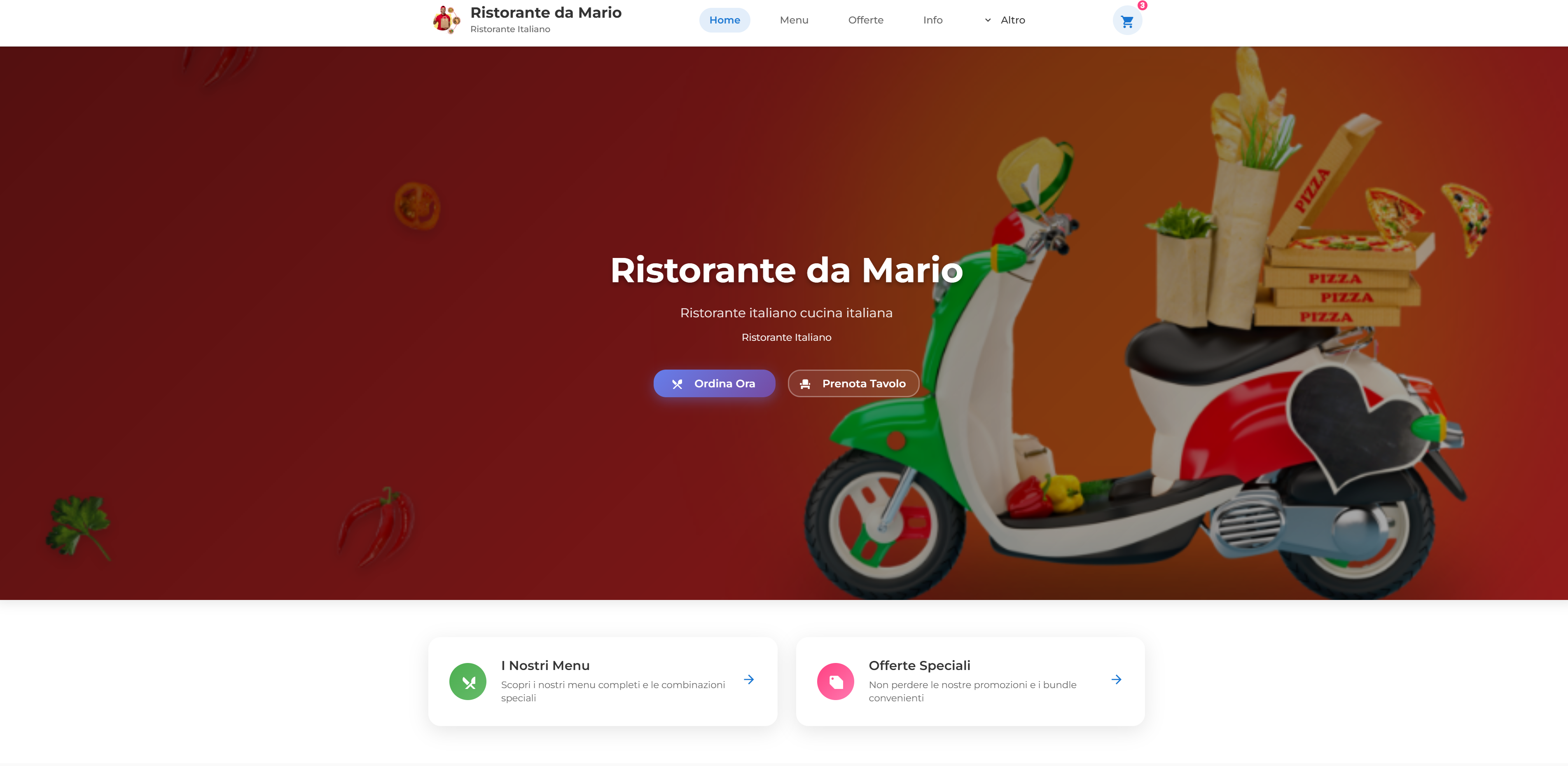 Sito web dedicato per il locale